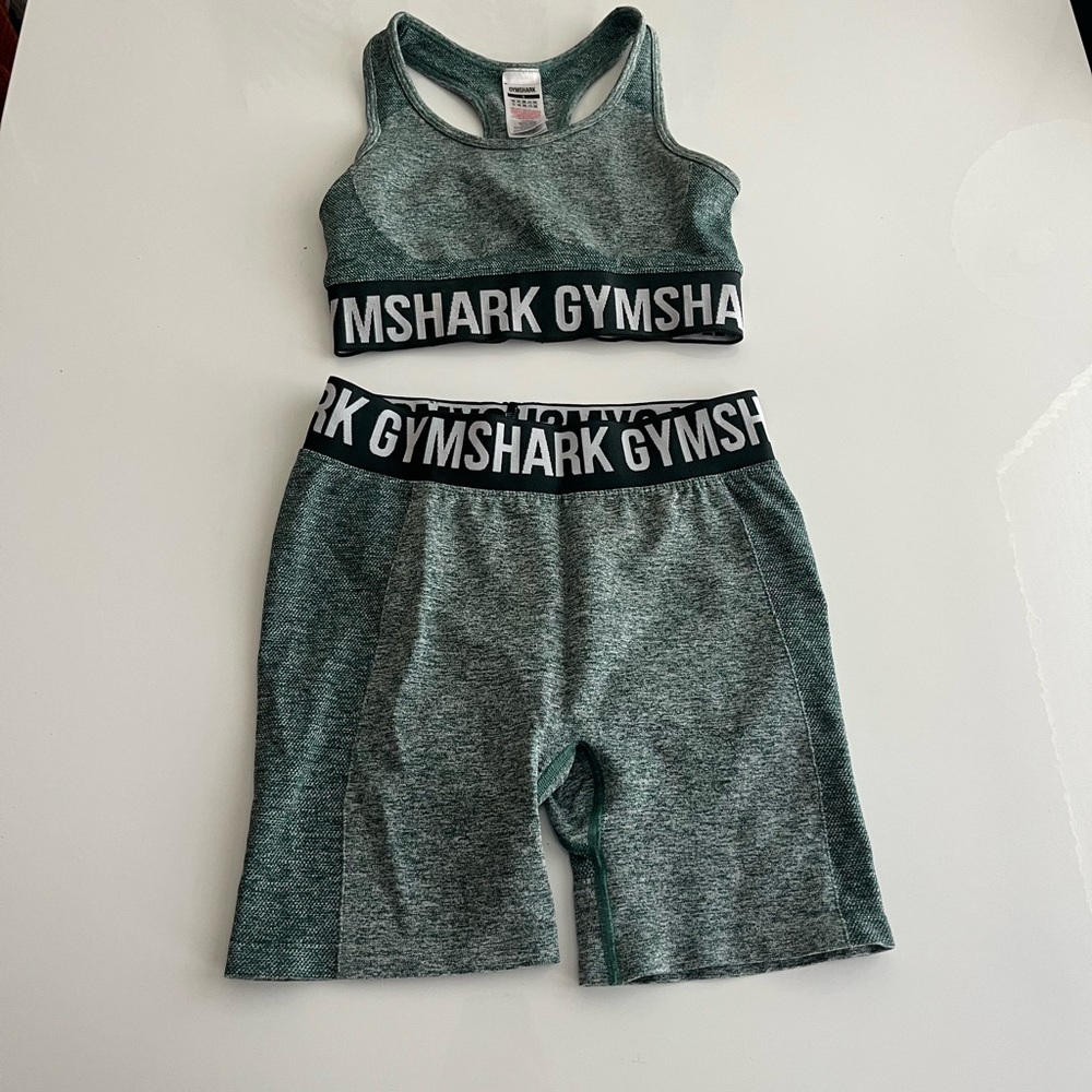 Gymshark Green Sports Bra and Shorts Set